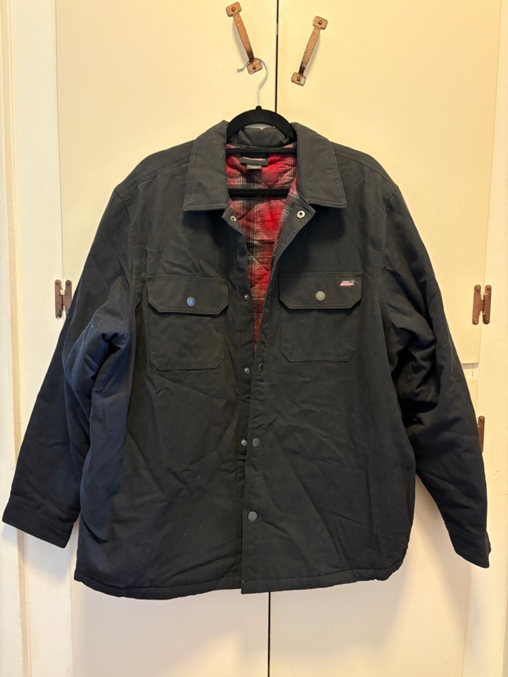Dickies Black Work Field Jacket with Red Plaid Lining